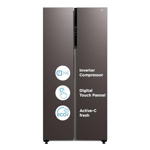 Midea 482 L Frost Free Inverter Compressor Side by Side Refrigerator with Active C Deodorizer (MDRS619FGG28IND, Black Jazz, Multi Air Flow, Touch Pane