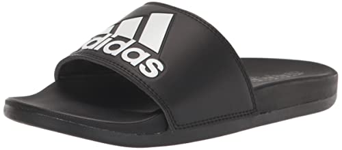 adidas Unisex Adilette Comfort Slide Sandal, Black/White/Black, 11 US Women