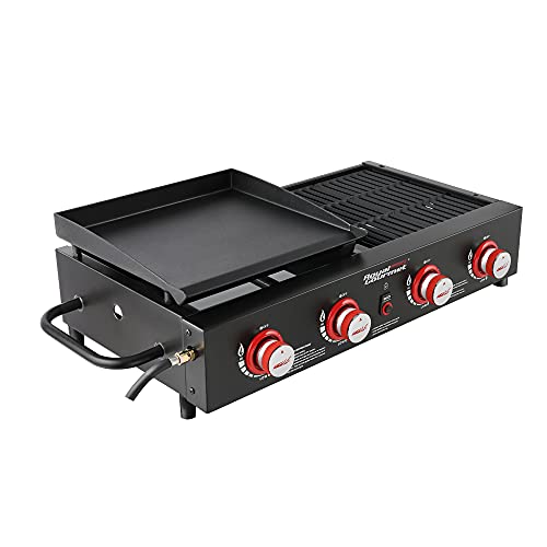 Royal Gourmet GD4002T 4-Burner Tailgater Grill and Griddle Combo, Portable Flat Top Propane Gas Grill with 40,000 BTUs O