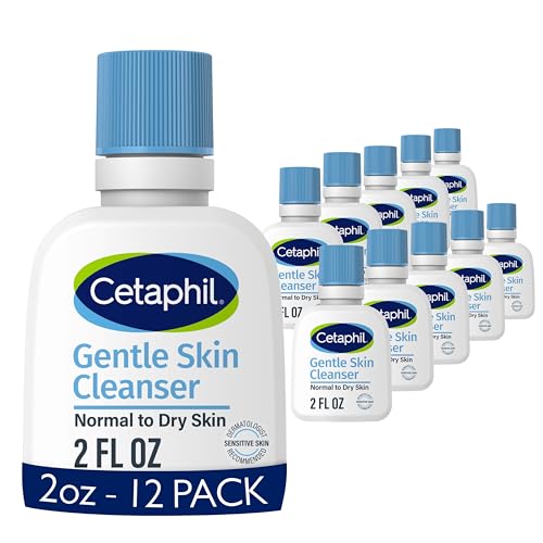 Cetaphil Face Wash, Hydrating Gentle Skin Cleanser for Dry to Normal Sensitive Skin, 2 oz 12 Pack, Fragrance Free, Soap 