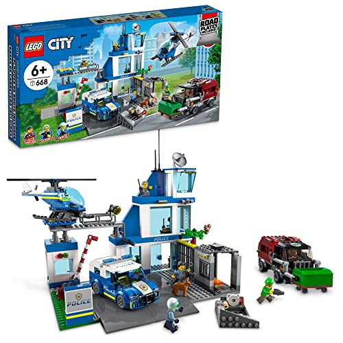 LEGO City Police Station 60316 with Van Garbage Truck Helicopter Ages 6+