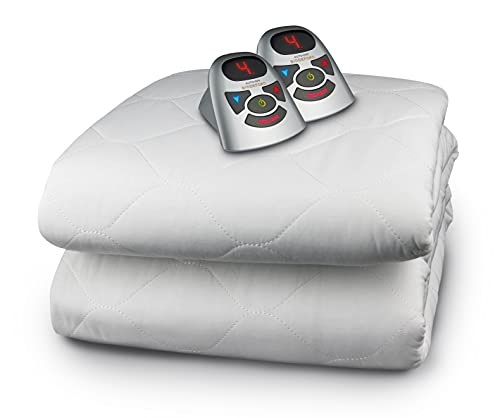 Biddeford Blankets 6 Ounce Quilted Electric Heated Mattress Pad with Digital Controller, King, White