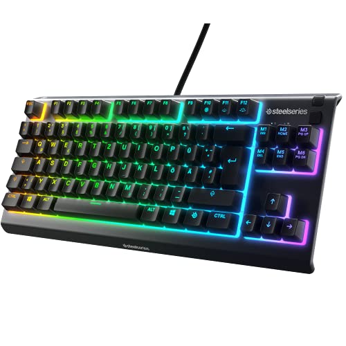 (-34%) SteelSeries Apex 3 TKL Gaming Tastatur – RGB - Kompakter Tenkeyless-Formfaktor – 8-Zonen-RGB-Beleuchtung – Wasser- und Staubresistenz – Flüsterleise Gaming-Switches - DE Layout QWERTZ - Schwarz
