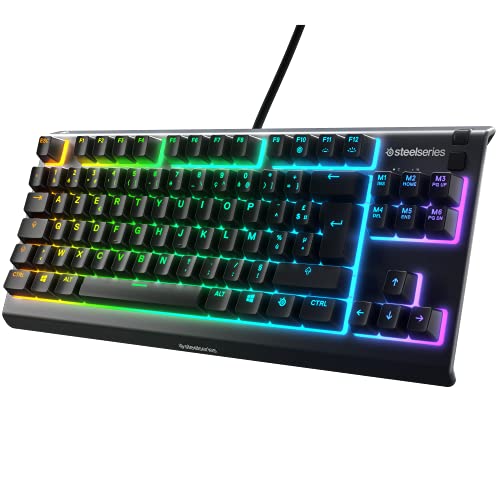 (-13%) SteelSeries Apex 3 TKL Gaming Tastatur – RGB - Kompakter Tenkeyless-Formfaktor – 8-Zonen-RGB-Beleuchtung – Wasser- und Staubresistenz – Flüsterleise Gaming-Switches - FR Layout AZERTY - Schwarz