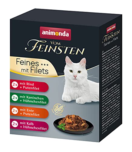 🔥 STARKER PREIS (-28%) animonda vom Feinsten Katzennassfutter Selection mit Filets, 8 Portionsbeutel (8 x 85 g), getreidefreies Katzenfutter nass ohne Zucker, mit fleischigen Zutaten, Sortenmix