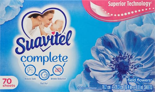 Suavitel Complete Fabric Softener Dryer Sheets, Field Flowers – 70 count