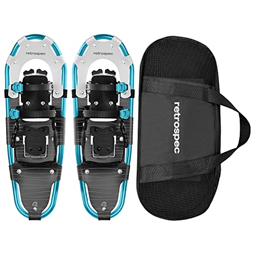 Retrospec Drifter Snowshoes for Women & Men - Lightweight Aluminum Frame Snow Shoes with Double Ratchet Binding System, Heel Lifts & Carry Bag for All Terrain Hiking & Winter Sports