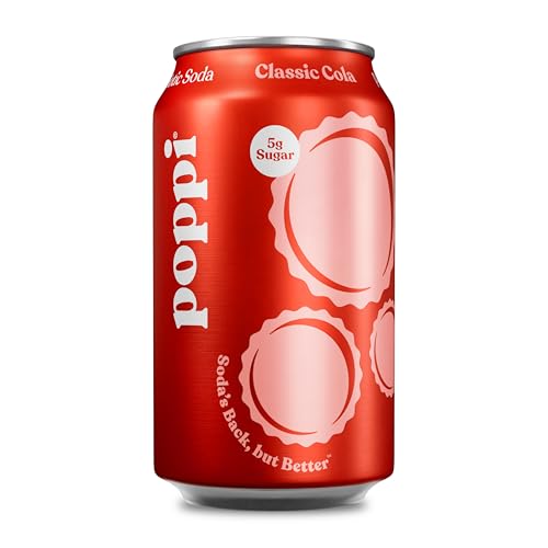 Poppi Sparkling Prebiotic Soda Beverage with Apple Cider Vinegar, Seltzer Water and Fruit Juice, Classic Cola Flavor, 12 Fl Oz, 1 Count, Packaging May Vary