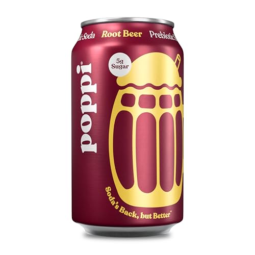 Poppi Sparkling Prebiotic Soda Beverage with Apple Cider Vinegar, Seltzer Water and Fruit Juice, Root Beer Flavor, 12 Fl Oz, 1 Count, Packaging May Vary