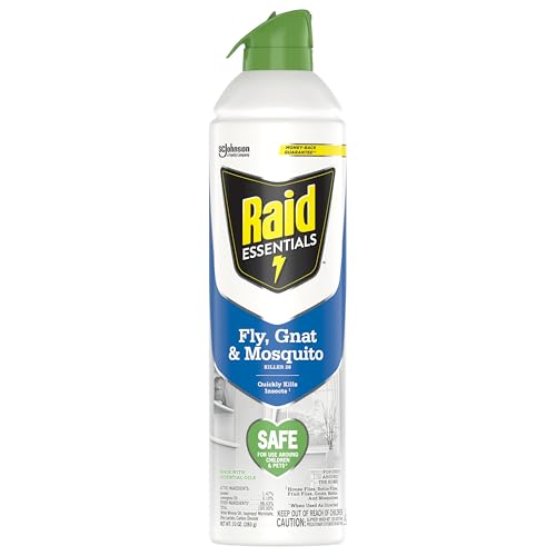 Raid Essentials Fly, Gnat, and Mosquito Killer Aerosol Spray, Safe for Use Around Children and Pets, 10 oz