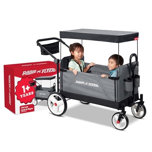 Stroller Wagon for Kids, Baby Stroller, Utility Cart, Rolling Cart, Radio Flyer City Luxe Stroll 'N Wagon, for Ages 1+ Years, Gray