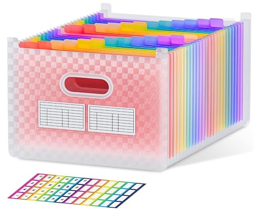 ThinkTex 26 Pockets Accordion File Organizer, Upright & Open Top, A-Z Colorful Tabs, Larger Capacity Expanding File Folder, Letter/A4 Size for School, Home and Office - Green