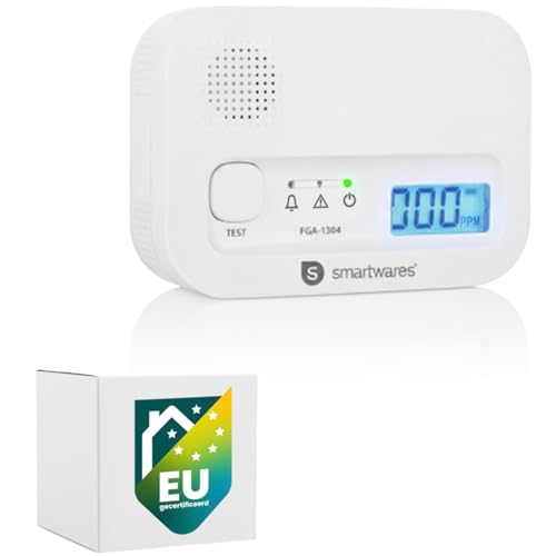 (-37%) Smartwares Kohlenmonoxid melder, 10 Jahre Sensor, 1.5 Testsieger Wertung, mit Display und Testknopf - FGA-13041