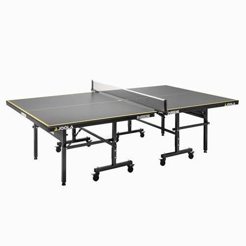 (-33%) JOOLA Tischtennisplatte Inside J18 Tischtennistisch Indoor klappbares Untergestell – Schneller Aufbau Inklusive Netz, Grau, 274 x 152,5 x 76 cm