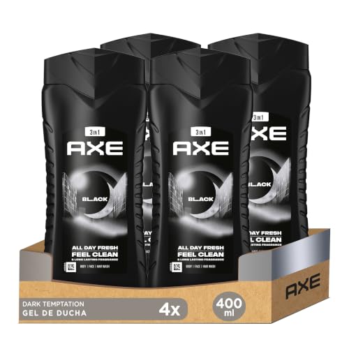 🔥 STARKER PREIS (-30%) AXE 3-in-1 Duschgel & Shampoo Black XL – Bodywash und Shampoo für Körper, Gesicht und Haar - 4 Stück