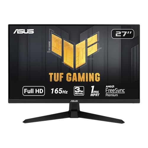 ASUS TUF Gaming 27 Inch Gaming Monitor - Full HD, 1080P, 165Hz (Supports 144Hz), 1ms, Extreme Low Motion Blur, FreeSync 