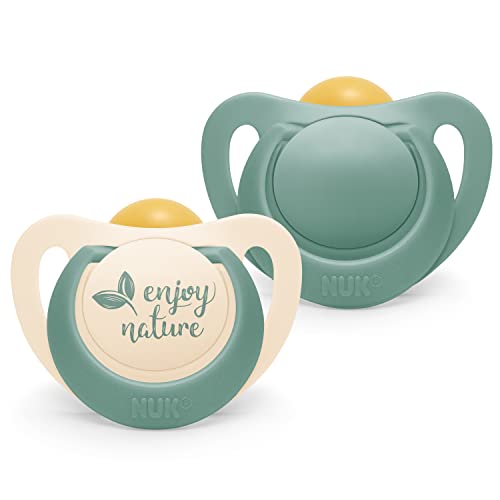 ⚡ BLITZDEAL (-52%) NUK for Nature Babyschnuller | Nachhaltige Gummischnuller | Über 98 % natürliche Rohstoffe | 6-18 Monate | Eukalyptusgrün | 2 Stück