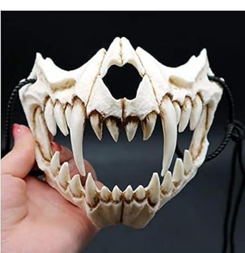 Halloween Skeleton Mask Scary Werewolf Mask Half Skull Mask Cosplay Costume Half Face Teeth Skull Party Cosplay Mask Festival Half Mask Animal Skeleton Mask Half-Face Mask Halloween Costume Prop