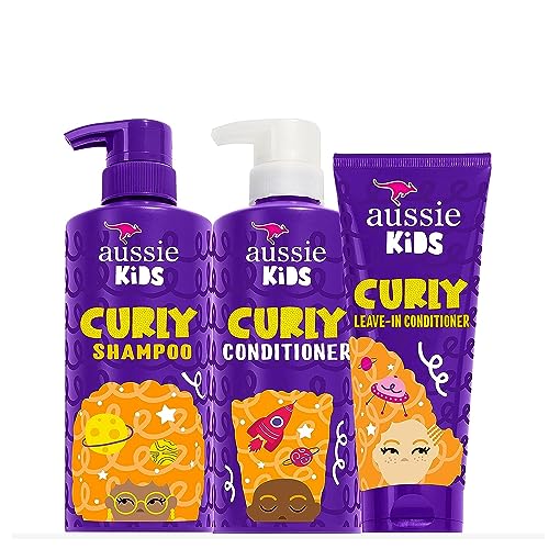 Aussie Kids Shampoo, Conditioner, and Leave-in Conditioner Bundle for Curly Hair, Sulfate and Paraben Free
