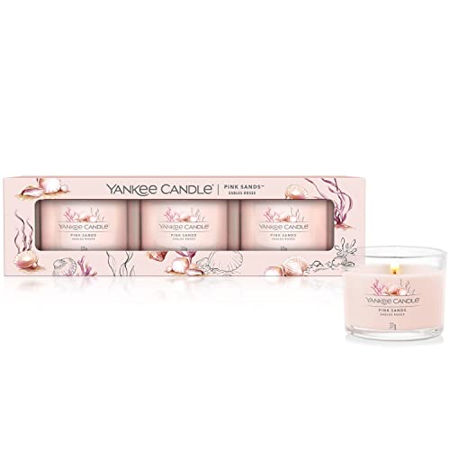 🔥 STARKER PREIS (-30%) Yankee Candle Duftkerzen-Geschenkset | Votivkerzen mit Pink Sands | Soja-Wachs-Mix | 3 Teile