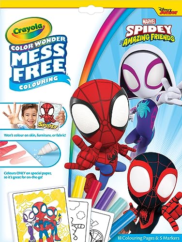 Crayola Spiderman Color Wonder Coloring Set, 18 Spiderman Mess Free Coloring Pages for Toddlers, Spiderman Toys, Gifts for Kids