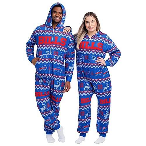 FOCO Buffalo Bills NFL Ugly Pattern One Piece Pajamas - L