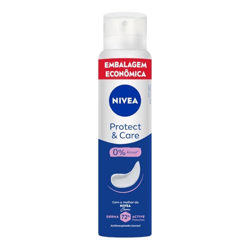 NIVEA Desodorante Antitranspirante Aerossol Protect & Care 200ml, Proteção 72h, Cuidado Suave, Axilas Protegidas