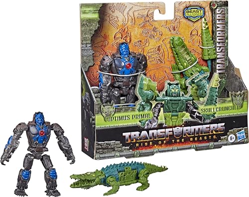 Transformers: Rise of The Beasts Movie, Beast Alliance, Beast Combiners 2-Pack Optimus Primal & Skullcruncher Toys, Ages 6 and Up, 5-inch