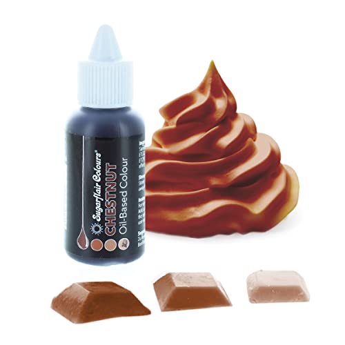 Sugarflair Chestnut (Brown) Oil Based Food Colouring, Highly Concentrated Edible Oil Based Blue Food Colour for Consistent Colouring of High Fat Foods: Icing, Buttercream, Chocolate & More - 30ml