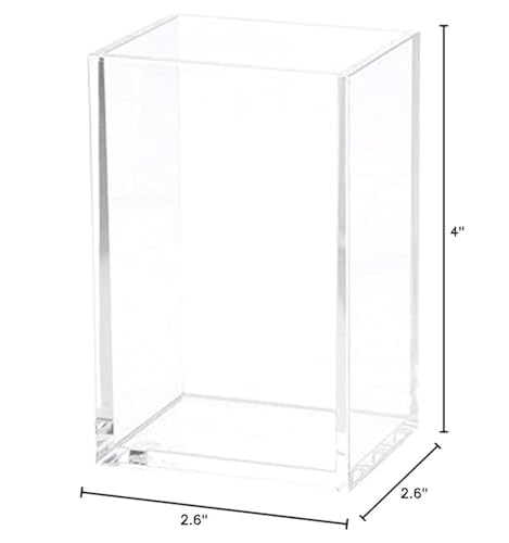 HSYMQ Clear Acrylic Pencil Pen Holder Cup, Clear Makeup Brush Holder, Acrylic Desk Accessories, Stationery Organizer for Office Desk Accessory