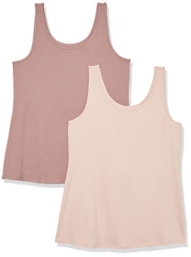 Amazon Essentials Women's Plus Size Tank Top, Pack of 2, Blush/Dark Taupe, 2X