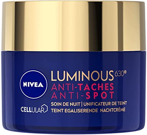 (-21%) NIVEA Luminous 630 – Nachtpflege für das Gesicht gegen Flecken – Vereinheitlichung des Teints – reduziert die Zeichen des Alters – regenerierte Haut – patentiertes Thiamidol & Hyaluronsäure – alle