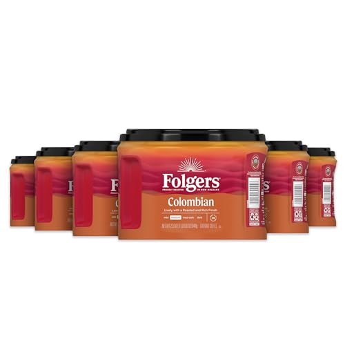 Folgers Colombian Medium Roast Ground Coffee, 22.6 Ounces (Pack of 6)