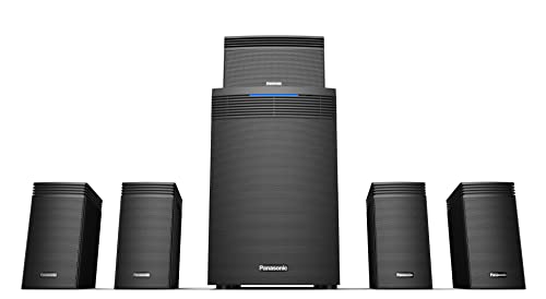 Panasonic SC-HT550GW-K 5.1 Ch Home Theatre with Real Surround Sound, 150 W, Bluetooth, USB, AUX, RCA, Powerful Subwoofer, Wall mountable Speakers, Rem