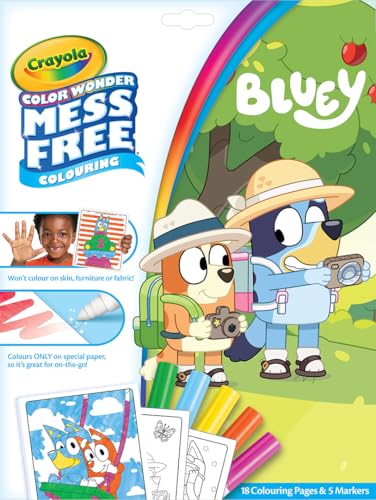 Crayola Bluey Color Wonder Coloring Set, 18 Bluey Coloring Pages, Toddler Stocking Stuffer, Holiday & Christmas Gifts for Kids, Mess Free Coloring for Toddlers, Toys & Games