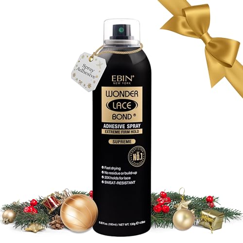 EBIN NEW YORK Wonder Lace Bond Adhesive Spray Supreme - Extreme Firm Hold 6.08oz/ 180mL | Supreme Use, Fast Drying, No Residue, No Build-up, Powerful Hold, All-Day Hold, Easy Daily Wig Install