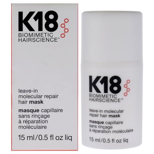 K18 Mini Leave-In Molecular Hair Mask, Repairs Dry or Damaged Hair, Reverse Hair Damage from Bleach, Color, Chemical Services & Heat