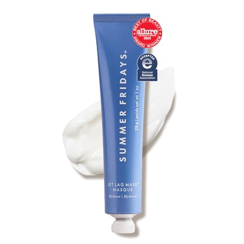 Summer Fridays Jet Lag Mask Mini - Hydrating Face Moisturizer + Mask - Enriched with Hyaluronic Acid, Niacinamide, Glycerin + Antioxidants Helps Nourish Skin for a Renewed + Radiant Complexion (1 Oz)