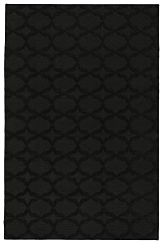 Garland Rug Sparta Non Slip Polypropylene 4 Ft. X 6 Ft. Black Area Rug- Ideal for Living Rooms & Hallways, Stylish & Durable for High-Traffic Areas
