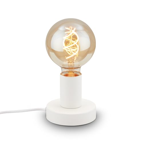 (-39%) BRILONER - Nachttischlampe Retro mit Kabelschalter, E27 Fassung, max. 10 Watt, Tischlampe vintage, Lampe, Schreibtischlampe, Tischleuchte, Bürolampe, Leselampe Bett, Leselicht, 10x9 cm, Weiß