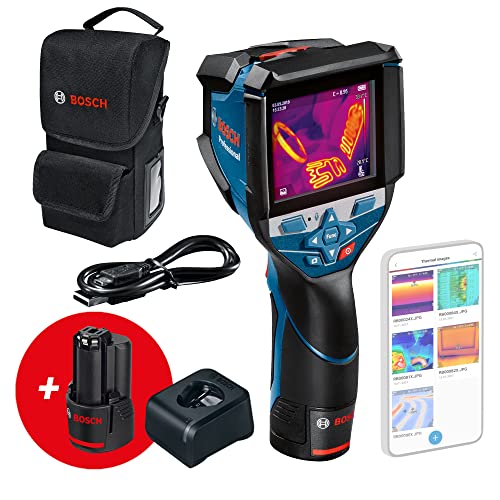 Bosch Professional 12V System Wärmebildkamera GTC 600 C (2x 12-V-Akku, mit App-Funktion, Temperaturbereich: –20 °C bis +600 °C, Auflösung: 256 x 192 p