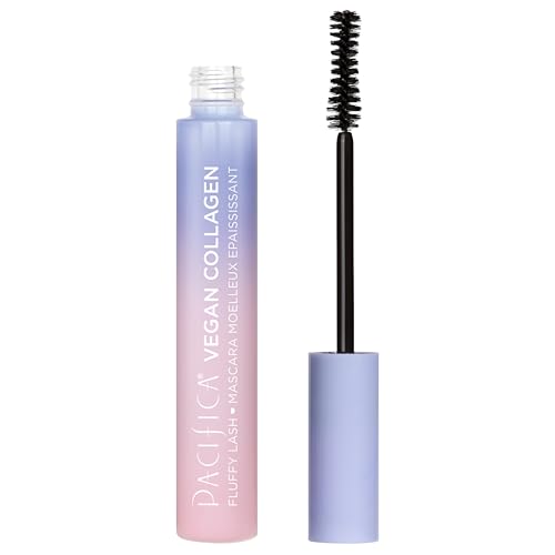 Pacifica Vegan Collagen Fluffy Lash Mascara – Black Thickening & Lengthening Mascara with Plant Fibers, Full Fluffy Lashes, Vegan & Cruelty-Free, 0.24 oz