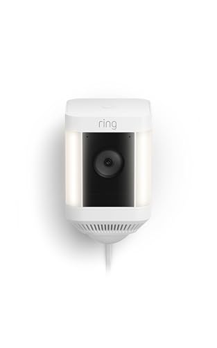 Ring Spotlight Cam Plus, Plug-In | Home or business security with HD video, Two-Way Talk, Color Night Vision, and Security Siren (2022 release) - White