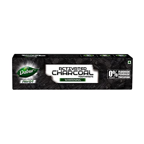 DABUR Herb'L Activated Charcoal Toothpaste 120gm (Pack of 1)|Whitening Black Gel Toothpaste|Fluoride Free|Fights Plaque & Extrinsic Stains|With Power 