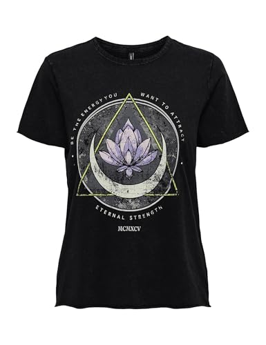 (-38%) ONLY Damen ONLLUCY REG S/S JRS NOOS Top, Black/Print:Lotus,XL