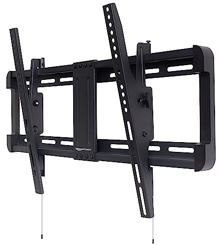 Amazon Basics Tilt TV Wall Mount with Horizontal Post Installation Leveling for 32 to 86 inch TVs, Black
