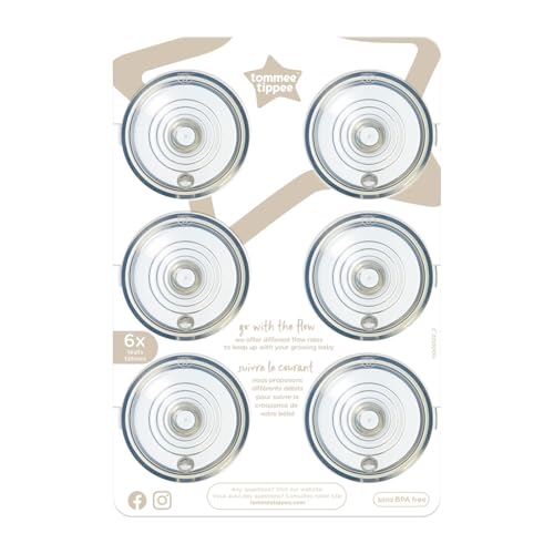 Tommee Tippee Natural Start Baby Bottle Nipples, Breast-Like for A Natural Latch, Anti-Colic Valve, Soft Silicone, Medium Flow, 3+ Months, Pack of 6