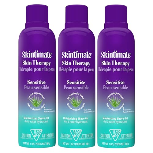Skintimate Skin Therapy Sensitive Skin Moisturizing Shave Gel for Women with Vitamin E, Aloe and Olive Butter, 7 oz - 3 Pack