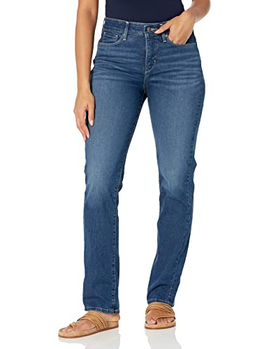 Levi Strauss Signature Gold Women's Curvy Totally Shaping Straight Jeans Mid-Rise Stretch Denim (Available in Plus Size), Jackson Square, 14 Regular