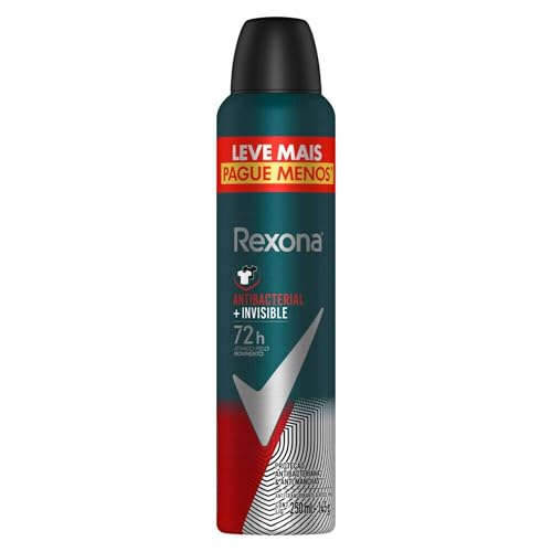 Rexona Antitranspirante Masculino Aerossol Antibacterial e Invisible 250 ML, Leve Mais Pague Menos, Embalagem Pode Varia...